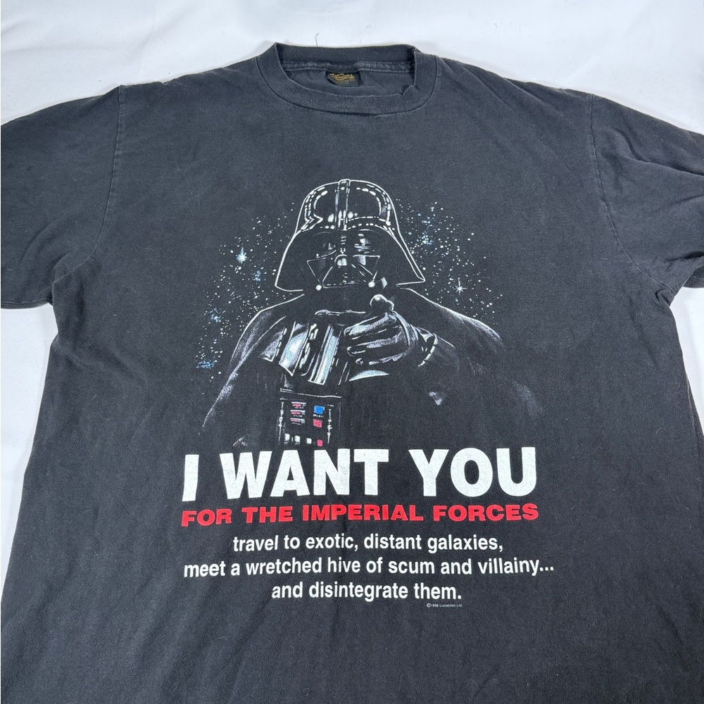 VTG Star Wars Shirt Men's XXL Darth Vader Black I Want You 90s 1996 USA Faded